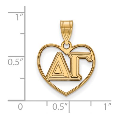 Delta Gamma Gold-Plated Sterling Silver Medium Heart Pendant – view 2