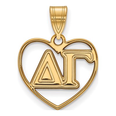 Delta Gamma Gold-Plated Sterling Silver Medium Heart Pendant