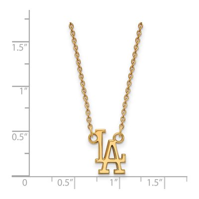 Los Angeles Dodgers Gold-Plated Sterling Silver Small LA Necklace – view 2