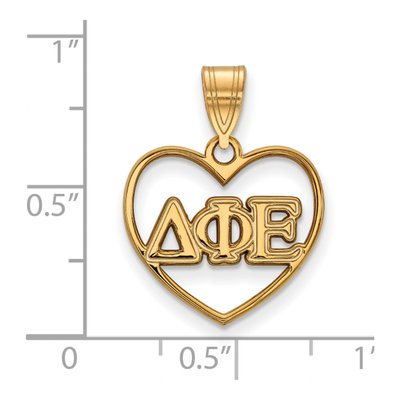 Delta Phi Epsilon Gold-Plated Sterling Silver Medium Heart Pendant – view 2