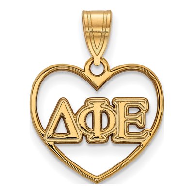 Delta Phi Epsilon Gold-Plated Sterling Silver Medium Heart Pendant