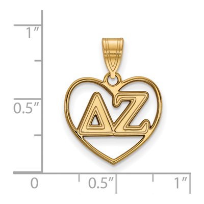 Delta Zeta Gold-Plated Sterling Silver Medium Heart Pendant – view 2
