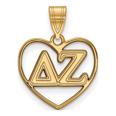 Delta Zeta Gold-Plated Sterling Silver Medium Heart Pendant