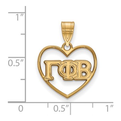 Gamma Phi Beta Gold-Plated Sterling Silver Medium Heart Pendant – view 2