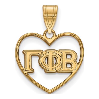 Gamma Phi Beta Gold-Plated Sterling Silver Medium Heart Pendant
