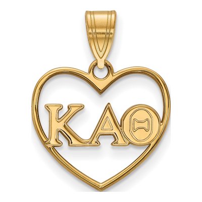Kappa Alpha Theta Gold-Plated Sterling Silver Medium Heart Pendant