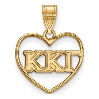 Kappa Kappa Gamma Gold-Plated Sterling Silver Medium Heart Pendant