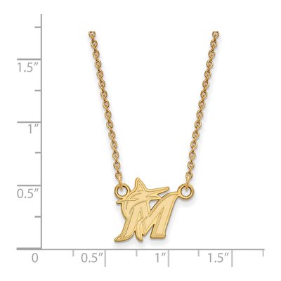 Miami Marlins Gold-Plated Sterling Silver Small Pendant Necklace – view 2