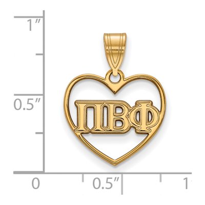 Pi Beta Phi Gold-Plated Sterling Silver Medium Sorority Heart Pendant – view 2