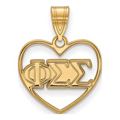 Phi Sigma Sigma Gold-Plated Sterling Silver Heart Pendant