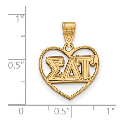 Sigma Delta Tau Gold-Plated Sterling Silver Medium Heart Pendant – view 2