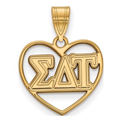 Sigma Delta Tau Gold-Plated Sterling Silver Medium Heart Pendant