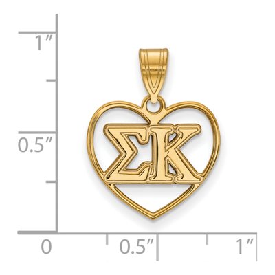 Sigma Kappa Gold-Plated Sterling Silver Medium Heart Pendant – view 2