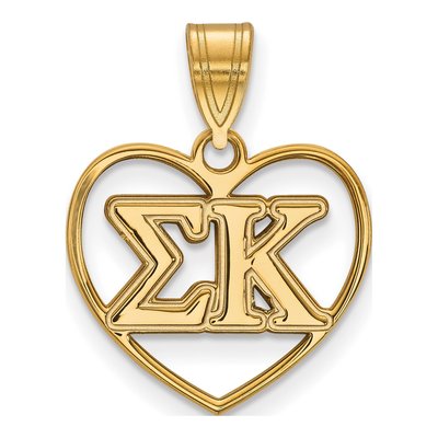 Sigma Kappa Gold-Plated Sterling Silver Medium Heart Pendant