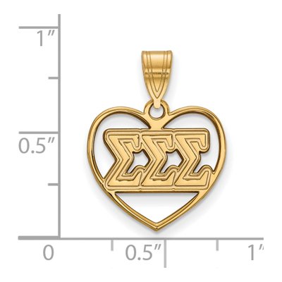 Sigma Sigma Sigma Gold-Plated Sterling Silver Heart Pendant – view 2