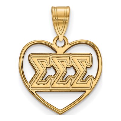 Sigma Sigma Sigma Gold-Plated Sterling Silver Heart Pendant