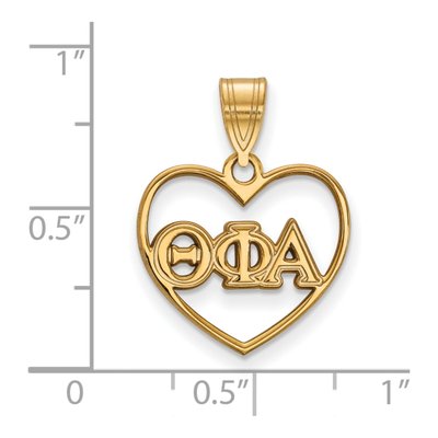 Theta Phi Alpha Gold-Plated Sterling Silver Medium Sorority Heart Pendant – view 2