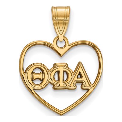 Theta Phi Alpha Gold-Plated Sterling Silver Medium Sorority Heart Pendant