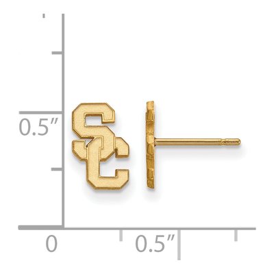 University of Southern California Gold-Plated Sterling Silver USC S-C Extra Small Earrings – view 2