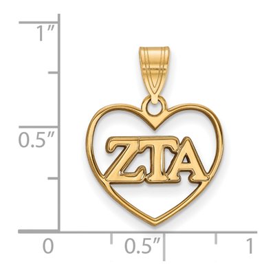 Zeta Tau Alpha Gold-Plated Sterling Silver Medium Heart Pendant – view 2