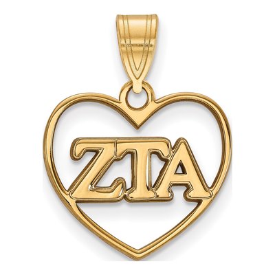 Zeta Tau Alpha Gold-Plated Sterling Silver Medium Heart Pendant