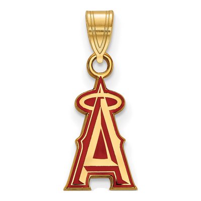 Los Angeles Angels Gold-Plated Sterling Silver Small Enameled Pendant