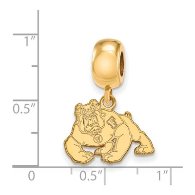 California State University Fresno Gold-Plated Sterling Silver Small Bulldog Dangle Bead – view 2