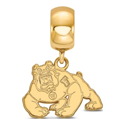 California State University Fresno Gold-Plated Sterling Silver Small Bulldog Dangle Bead – view 3