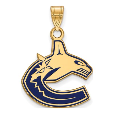 Vancouver Canucks Gold-Plated Sterling Silver Large Enameled Pendant