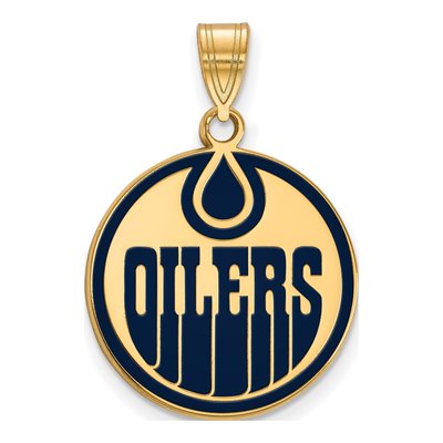 Edmonton Oilers Gold-Plated Sterling Silver Large Enameled Pendant
