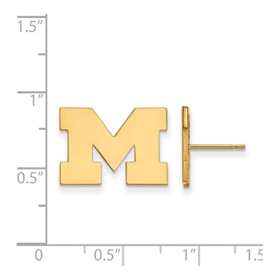 University of Michigan Gold-Plated Sterling Silver Letter M Stud Earrings – view 2