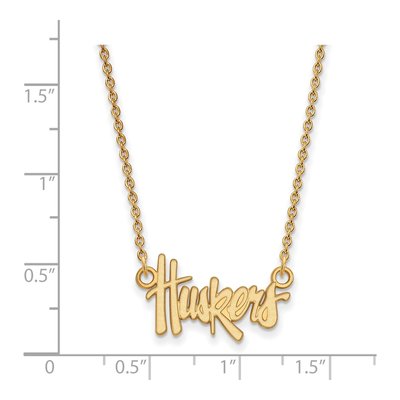 University of Nebraska Gold-Plated Sterling Silver Small Huskers Script Pendant Necklace – view 2