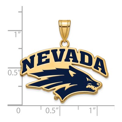 University of Nevada Gold-Plated Sterling Silver Large Reno Enameled Pendant – view 2