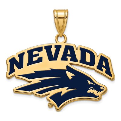 University of Nevada Gold-Plated Sterling Silver Large Reno Enameled Pendant