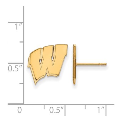 University of Wisconsin Gold-Plated Sterling Silver Letter W Stud Earrings – view 2