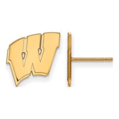 University of Wisconsin Gold-Plated Sterling Silver Letter W Stud Earrings
