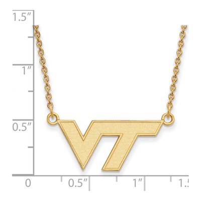 Virginia Tech Gold-Plated Sterling Silver Small V-T Pendant Necklace – view 2