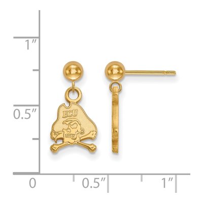 East Carolina University Gold-Plated Sterling Silver Pirates Dangle Earrings – view 2