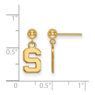 Michigan State University Gold-Plated Sterling Silver Letter S Dangle Earrings – view 2