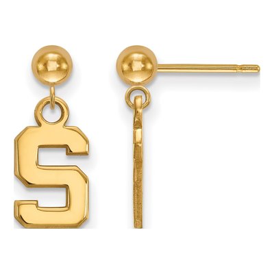 Michigan State University Gold-Plated Sterling Silver Letter S Dangle Earrings