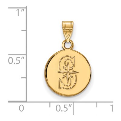 Seattle Mariners Gold-Plated Sterling Silver Small Disc Pendant – view 2