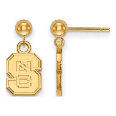 NC State Wolfpack Ball Post Dangle Earrings, Silver