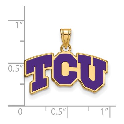 Texas Christian University Gold-Plated Sterling Silver TCU Small Enameled Pendant – view 2