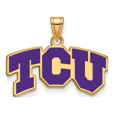 Texas Christian University Gold-Plated Sterling Silver TCU Small Enameled Pendant