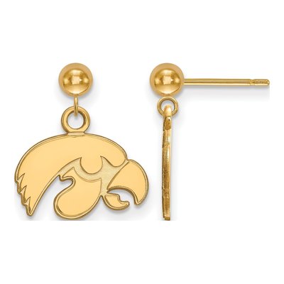 University of Iowa Gold-Plated Sterling Silver Hawk Dangle Earrings