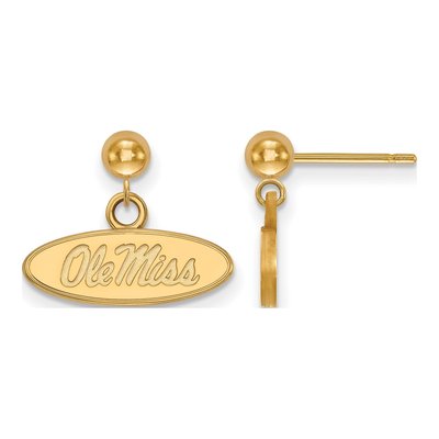 University of Mississippi Gold-Plated Sterling Silver Ole Miss Oval Dangle Earrings