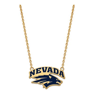 University of Nevada Gold-Plated Sterling Silver Large Reno Enameled Pendant Necklace – view 2