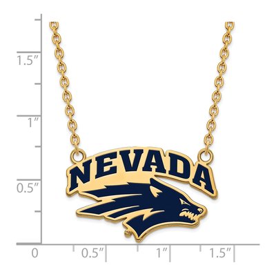 University of Nevada Gold-Plated Sterling Silver Large Reno Enameled Pendant Necklace – view 3