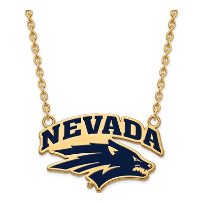 University of Nevada Gold-Plated Sterling Silver Large Reno Enameled Pendant Necklace