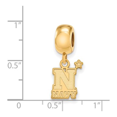 United States Naval Academy Gold-Plated Sterling Silver US Small Dangle Bead – view 2